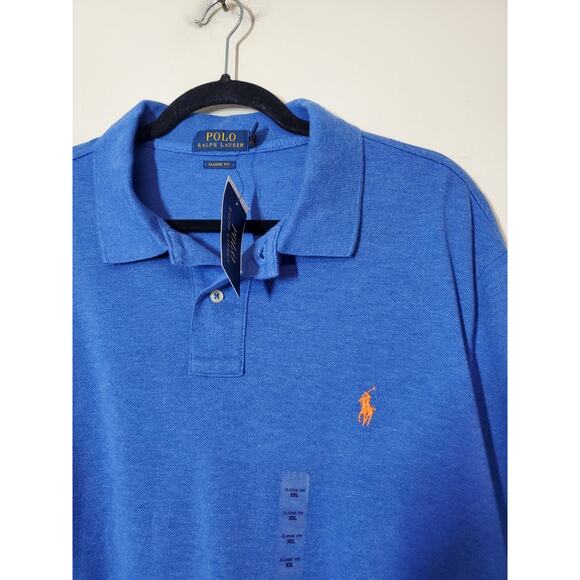 New! Ralph Lauren Polo Shirt Mens XXL 100% Cotton Short Sleeve Blue 2XL CLASSIC - Picture 2 of 8